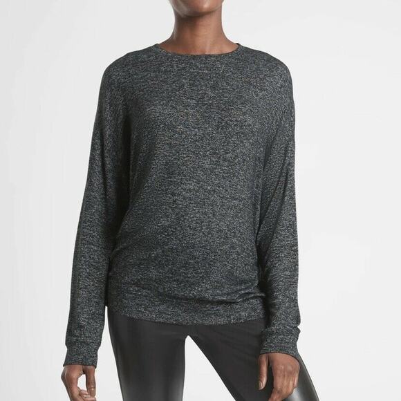 Athleta XS Mindful Pullover Charcoal‎ Grey Heather Long Sleeve Sweatshirt Top - Picture 7 of 8
